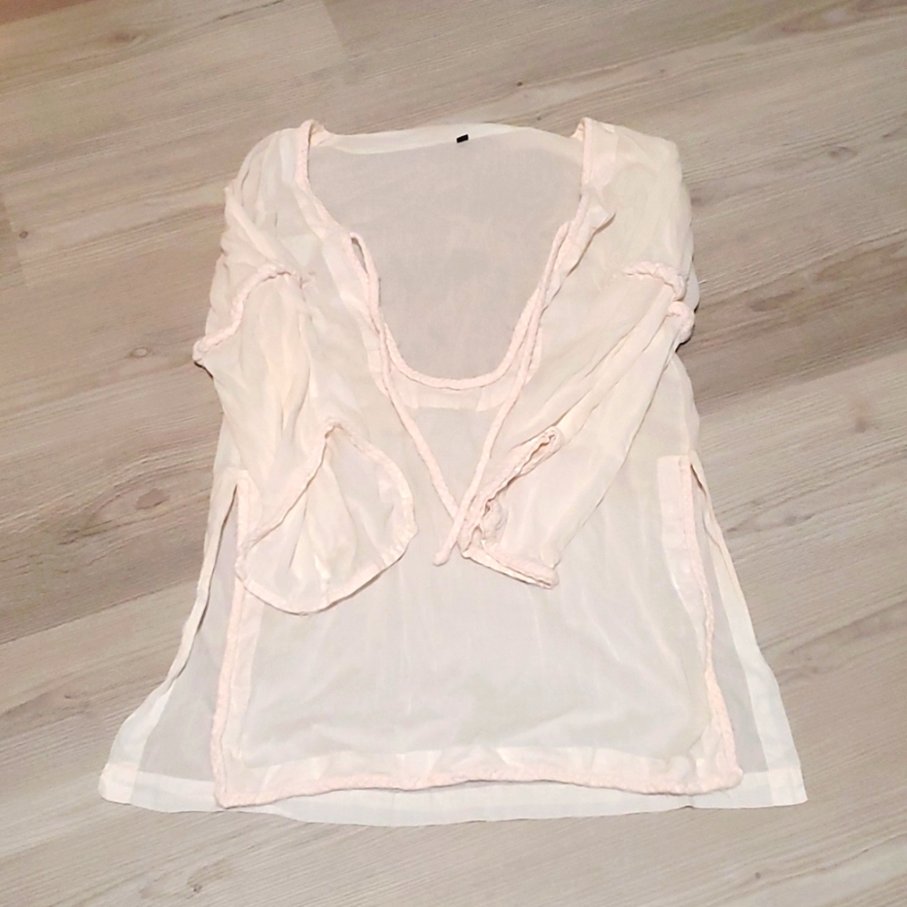 Sheer pink swimsuit coverup